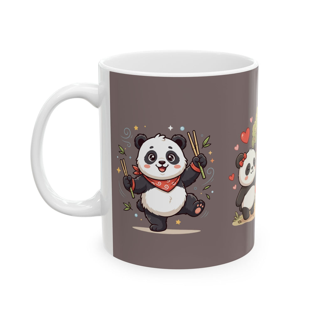 Cute Panda Cottage Ceramic Mug — Asian Lanterns & Bamboo Tea Cup (11oz/15oz)