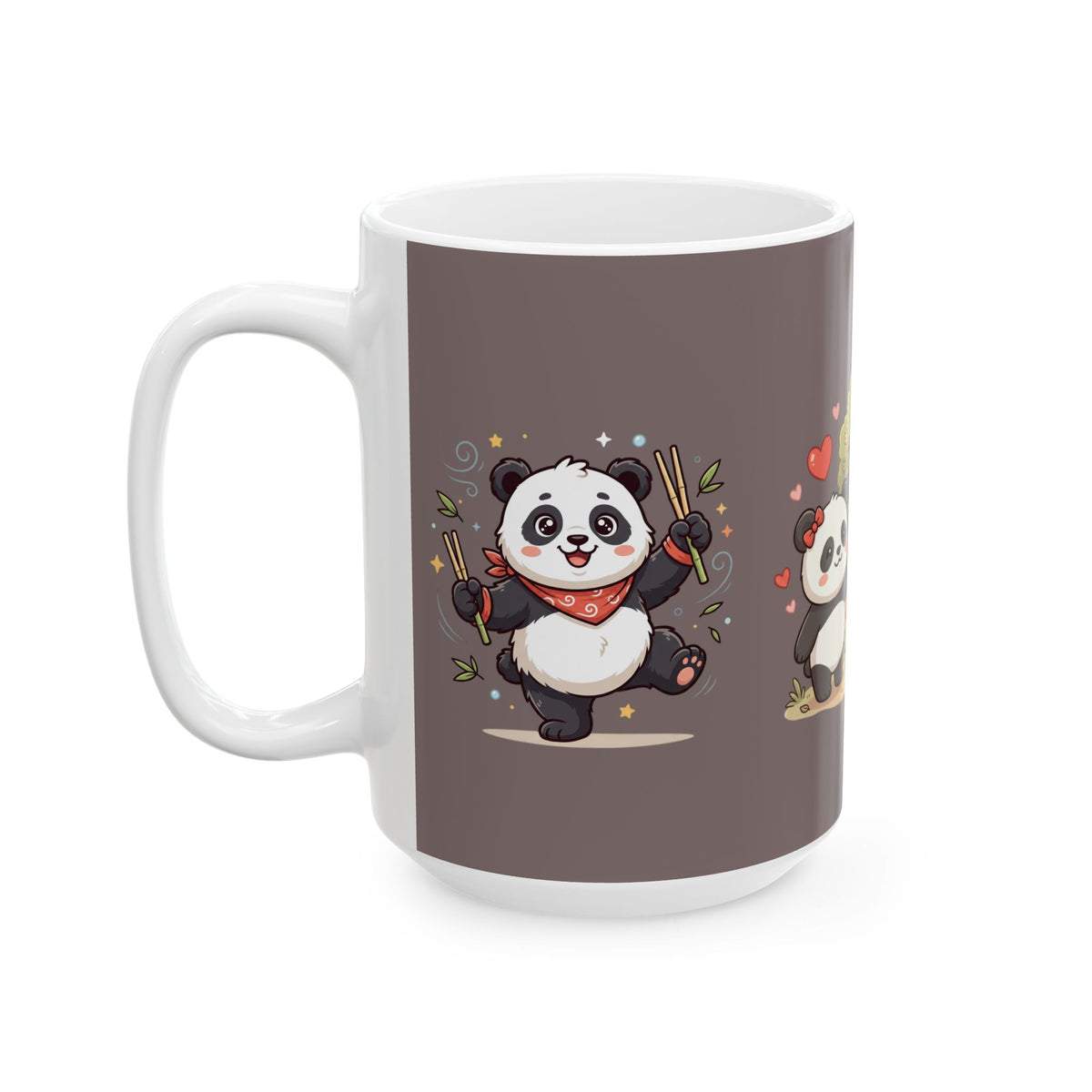 Cute Panda Cottage Ceramic Mug — Asian Lanterns & Bamboo Tea Cup (11oz/15oz)