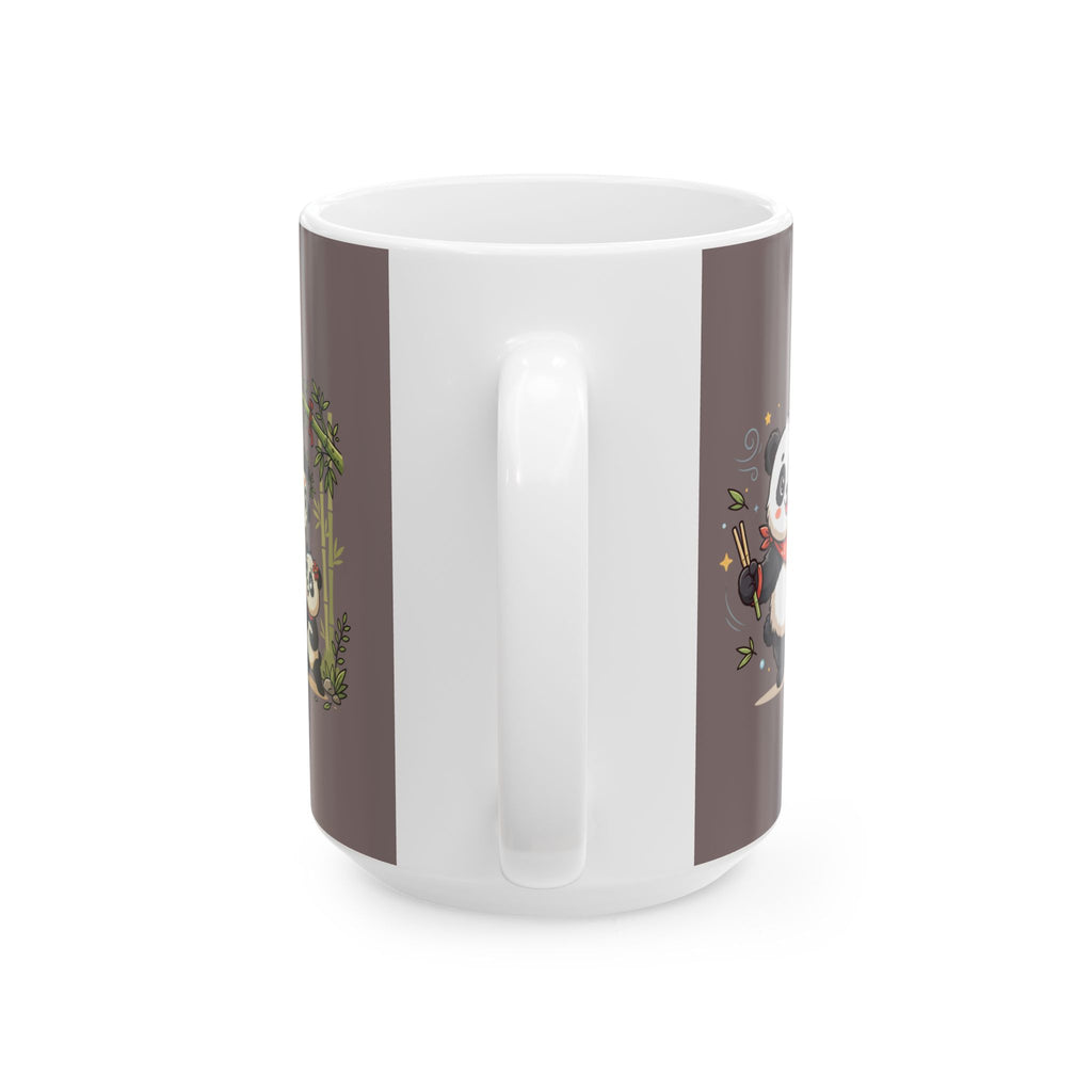 Cute Panda Cottage Ceramic Mug — Asian Lanterns & Bamboo Tea Cup (11oz/15oz)